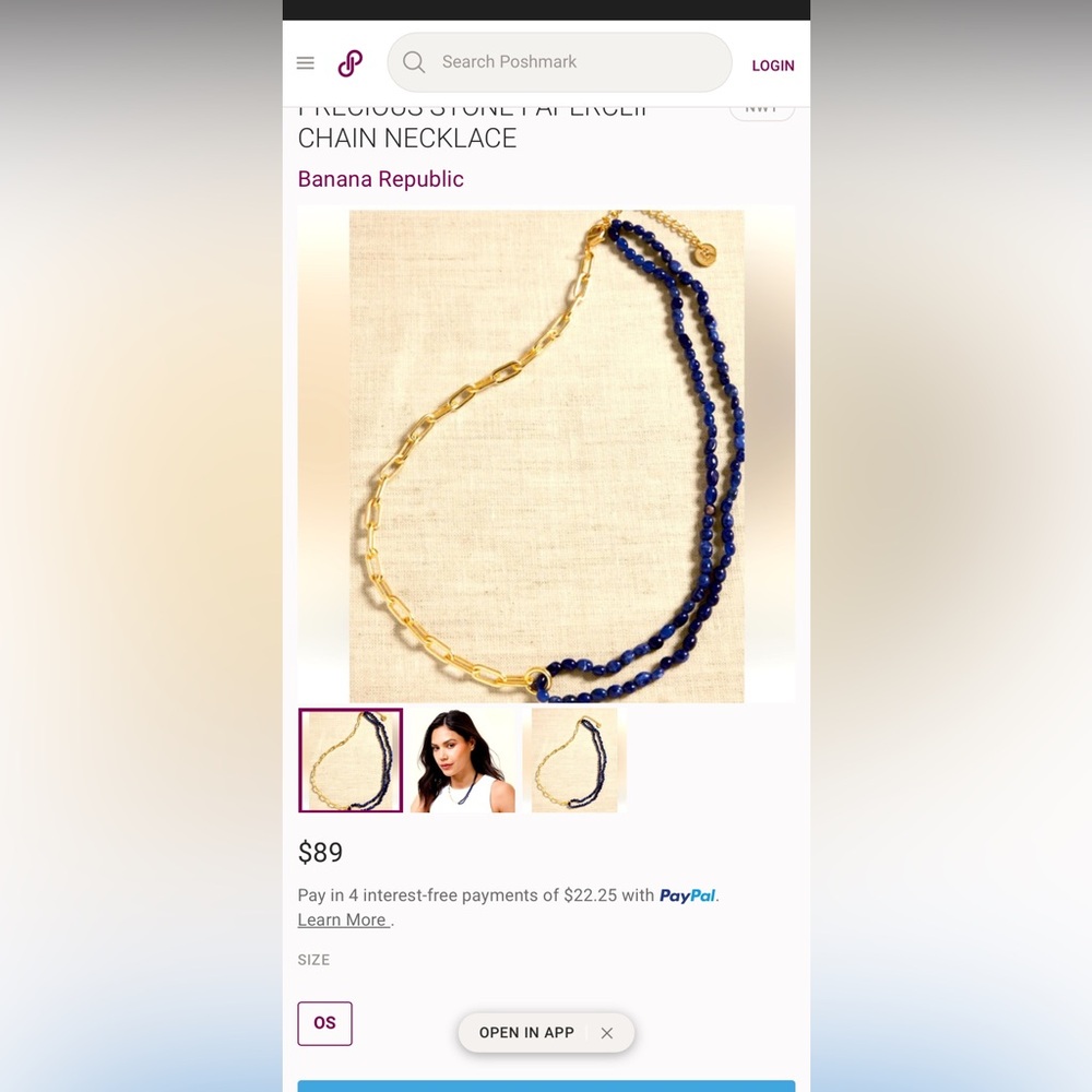 Banana Republic Gold Chain with Deep Blue Beads - Picture 4 of 4